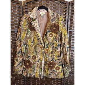 Sandy Starkman Women's Multicolor Floral Lined Rayon‎  Jacket Size Large Small